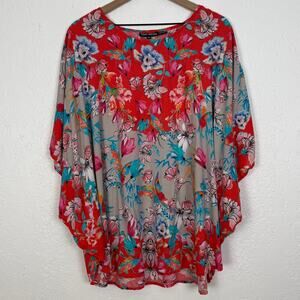 Tolani Collection Floral Caftan Tunic Top Boho Resort Size 2XP